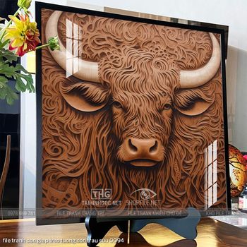 file tranh con giap treo tuong con trau suu 0094