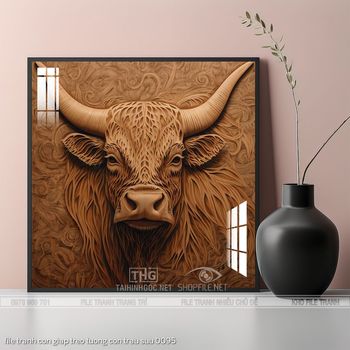 file tranh con giap treo tuong con trau suu 0095