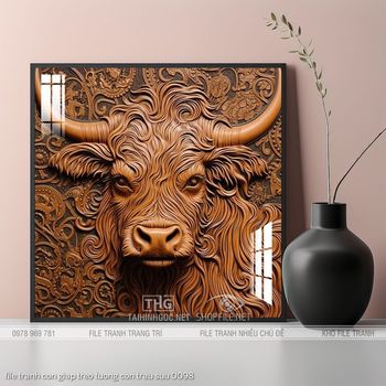 file tranh con giap treo tuong con trau suu 0098