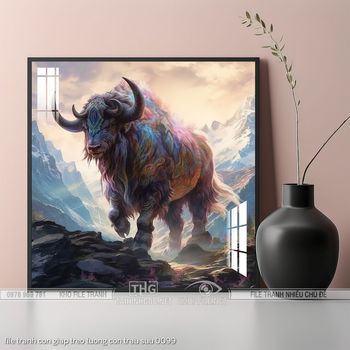 file tranh con giap treo tuong con trau suu 0099