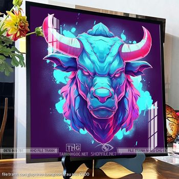 file tranh con giap treo tuong con trau suu 0100