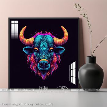 file tranh con giap treo tuong con trau suu 0101