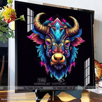 file tranh con giap treo tuong con trau suu 0102