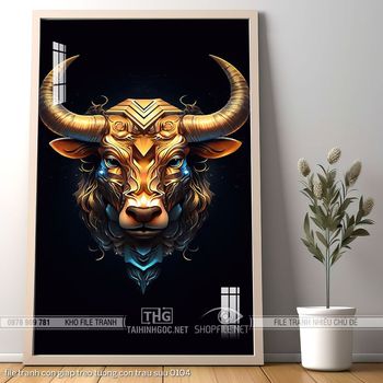 file tranh con giap treo tuong con trau suu 0104