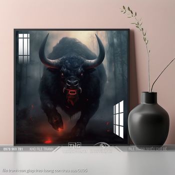 file tranh con giap treo tuong con trau suu 0105