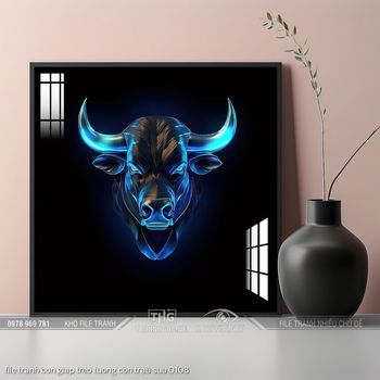 file tranh con giap treo tuong con trau suu 0108