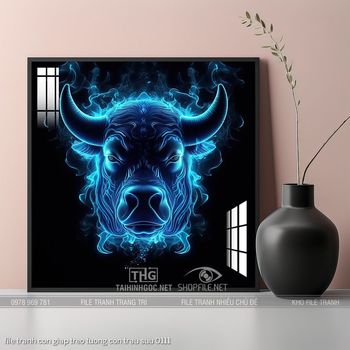 file tranh con giap treo tuong con trau suu 0111