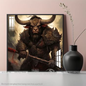 file tranh con giap treo tuong con trau suu 0115