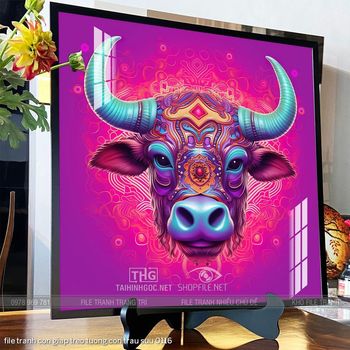 file tranh con giap treo tuong con trau suu 0116