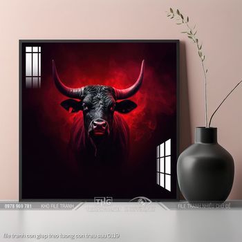 file tranh con giap treo tuong con trau suu 0119