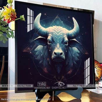 file tranh con giap treo tuong con trau suu 0122