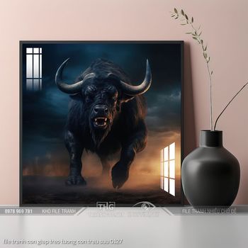 file tranh con giap treo tuong con trau suu 0127