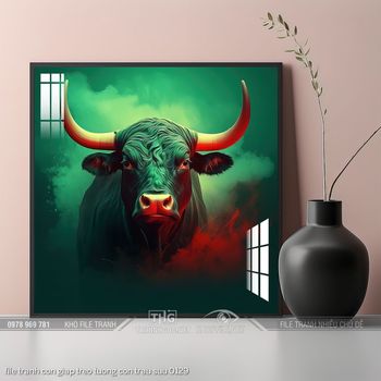 file tranh con giap treo tuong con trau suu 0129