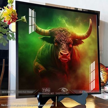 file tranh con giap treo tuong con trau suu 0130