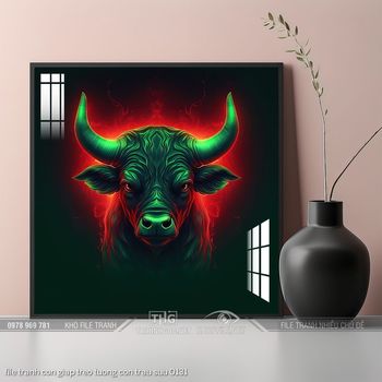 file tranh con giap treo tuong con trau suu 0131