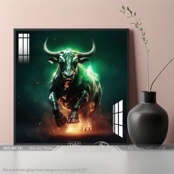 file tranh con giap treo tuong con trau suu 0132