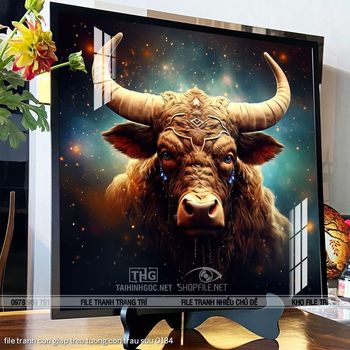 file tranh con giap treo tuong con trau suu 0134