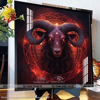 file tranh con giap treo tuong con trau suu 0135