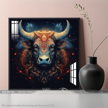 file tranh con giap treo tuong con trau suu 0136