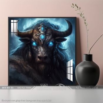 file tranh con giap treo tuong con trau suu 0138