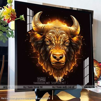 file tranh con giap treo tuong con trau suu 0139