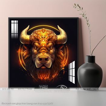 file tranh con giap treo tuong con trau suu 0140