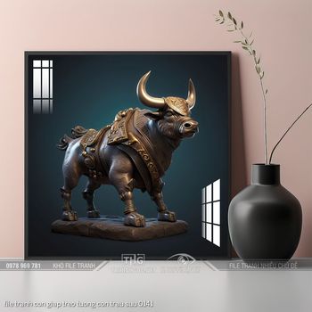 file tranh con giap treo tuong con trau suu 0141