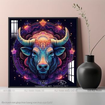 file tranh con giap treo tuong con trau suu 0143