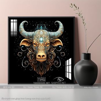 file tranh con giap treo tuong con trau suu 0145