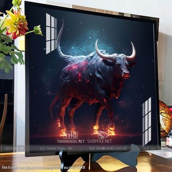 file tranh con giap treo tuong con trau suu 0148