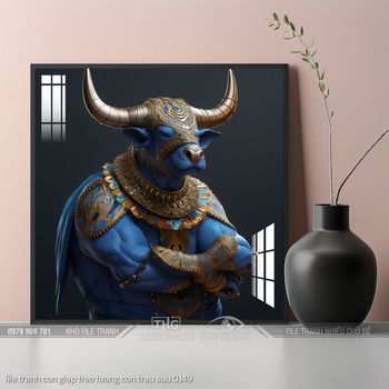 file tranh con giap treo tuong con trau suu 0149