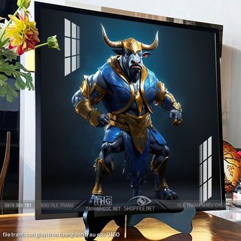 file tranh con giap treo tuong con trau suu 0150