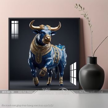 file tranh con giap treo tuong con trau suu 0151