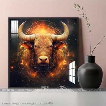 file tranh con giap treo tuong con trau suu 0155