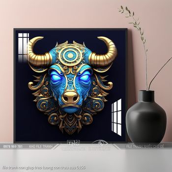 file tranh con giap treo tuong con trau suu 0156