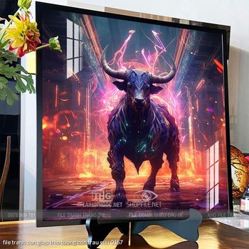 file tranh con giap treo tuong con trau suu 0157