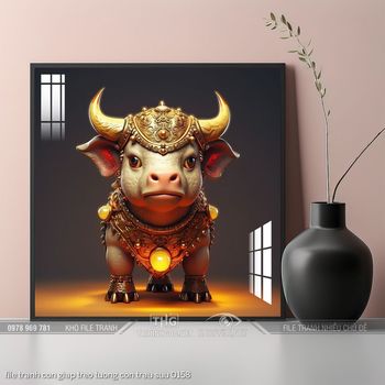 file tranh con giap treo tuong con trau suu 0158