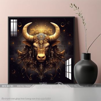 file tranh con giap treo tuong con trau suu 0160