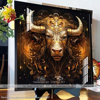 file tranh con giap treo tuong con trau suu 0163