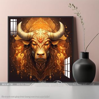 file tranh con giap treo tuong con trau suu 0164