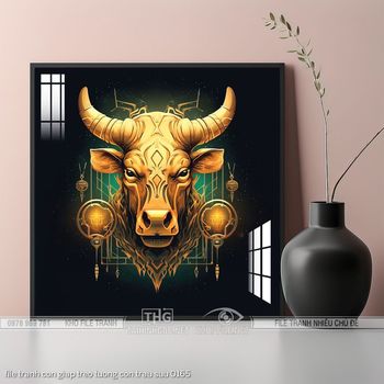 file tranh con giap treo tuong con trau suu 0165