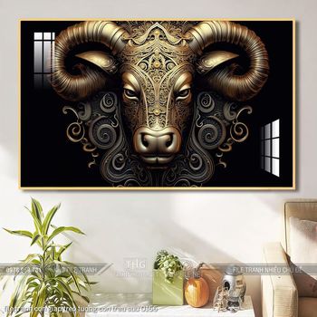 file tranh con giap treo tuong con trau suu 0166