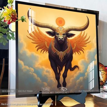 file tranh con giap treo tuong con trau suu 0170