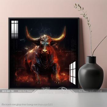 file tranh con giap treo tuong con trau suu 0171