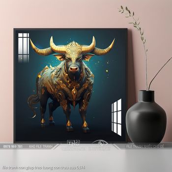 file tranh con giap treo tuong con trau suu 0174