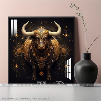 file tranh con giap treo tuong con trau suu 0175