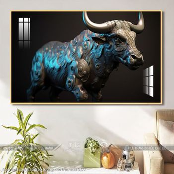 file tranh con giap treo tuong con trau suu 0177