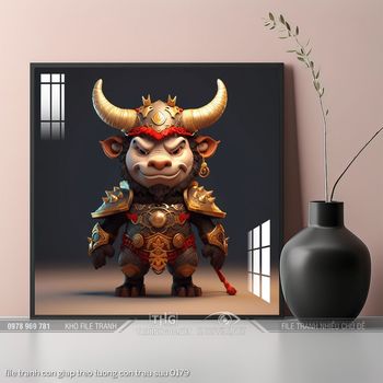 file tranh con giap treo tuong con trau suu 0179