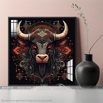 file tranh con giap treo tuong con trau suu 0180