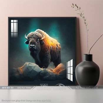 file tranh con giap treo tuong con trau suu 0181